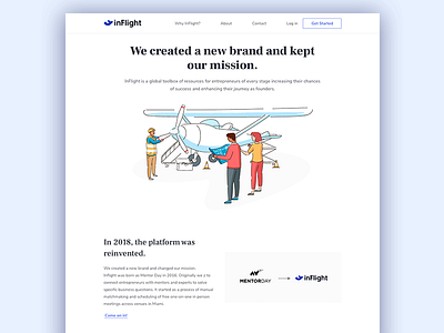 inFlight: About Section Design aceleradoras app blue design education emprendedor inflight interface mentorship negocios skyblue startup ui ux web app