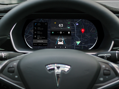 #DailyUI #034 | Car Interface 034 car carinterface dailyui dashboard display hud interface model3 redesign tesla teslamodel3 ui