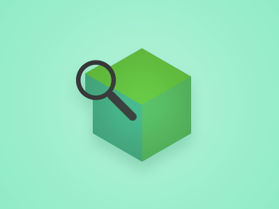 Investigate block cube enlarge magnify magnifying glass search