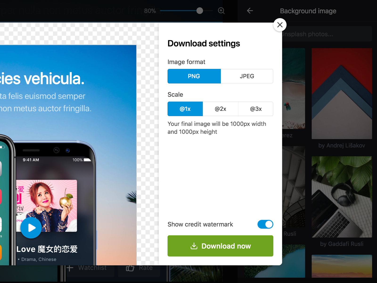 Example of Download preview