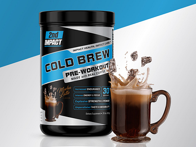 2nd Impact Cold Brew packaging graphic design health label design labels package design packaging pre workout supplements