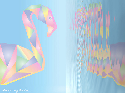 Origami Flamingo into the Looking Glass design geometric art origami origami animals reflection shapes