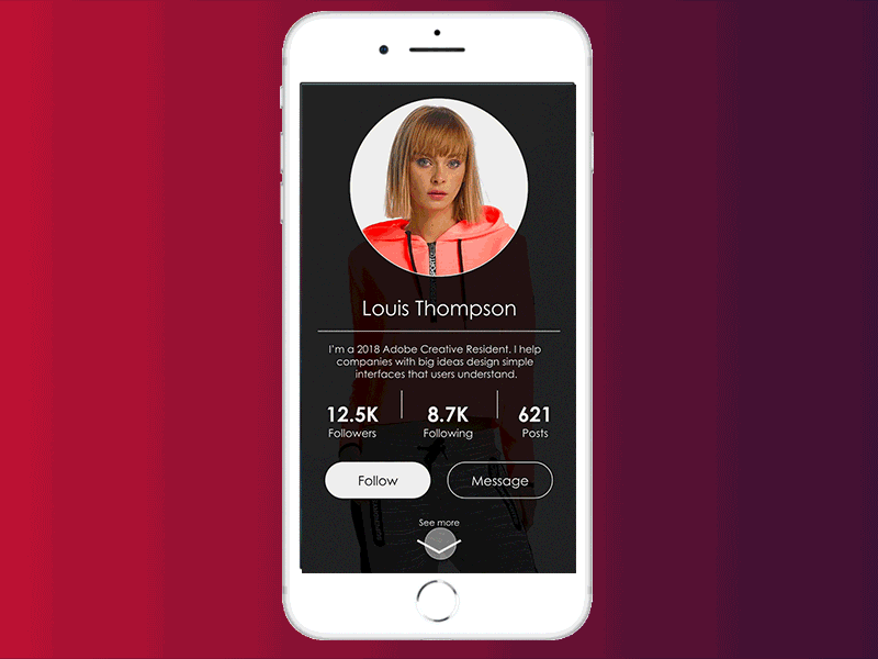 User Profile - #DailyUI #006 006 adobexd app appdesign dailyui design designer dribbble user userprofile ux ui uxdesign uxdesigner uxui webdesign webdesigner