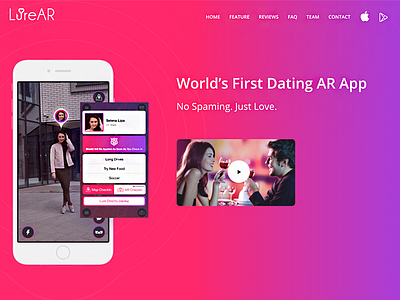 AR Based Dating App app ardating datingapp datinglandingpage design landingpage minimal brand minimal design ui