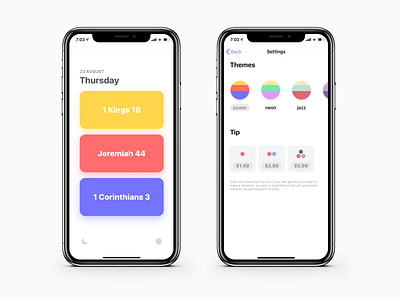 Daily app app store apple appstore bible book daily dark mode design ios iphone moon nightmode reading screenshot theme ux