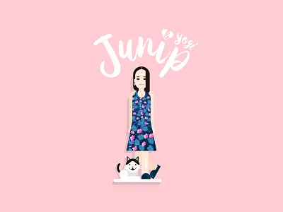 Junip & Yogi 2d cat character design drawing front fun illustration shapes typography