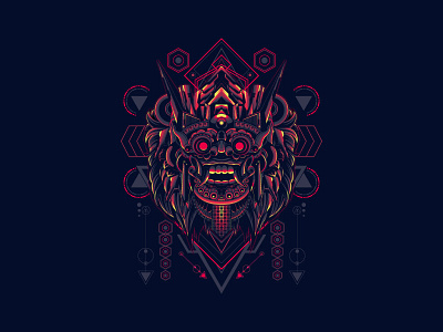 LEAK MASK SACRED GEOMETRY bali culture dark graphic design head illustration indonesia leak logo mask neon poster sacred geometry t shirt ui uiux wild