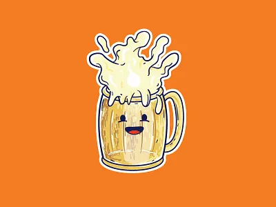 Beer! beer character cute illustration stickers t shirt tees