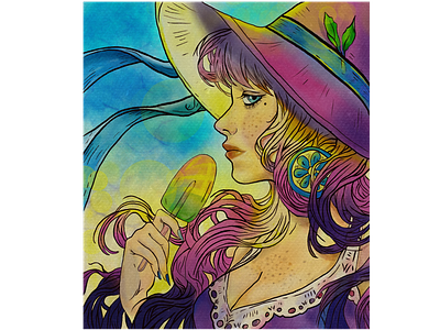 Summertime characterdesign colourful digital design digitalartwork illustration ipad pro art line drawing maria dimova portrait procreate sketch