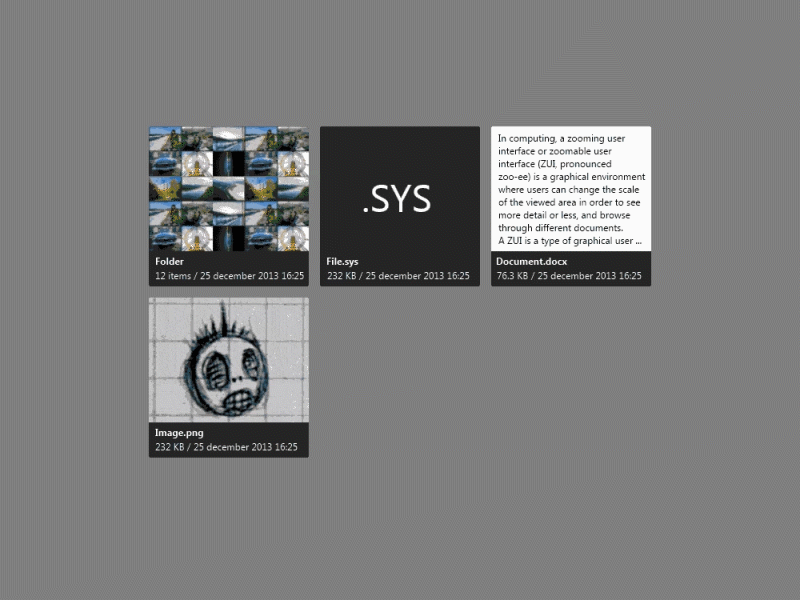 Semantic zoom file manager semantic ui zoom zui
