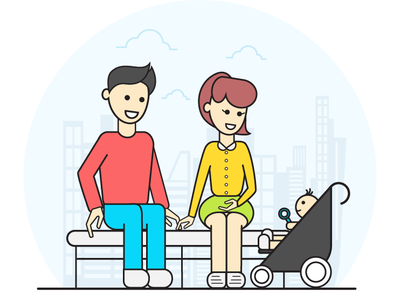 Happy family) baby couple design family flat flower illustration line vector web
