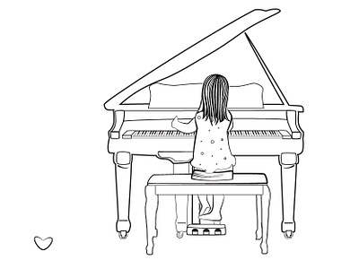 girl playing the piano design girl illustration line piano playing vector web