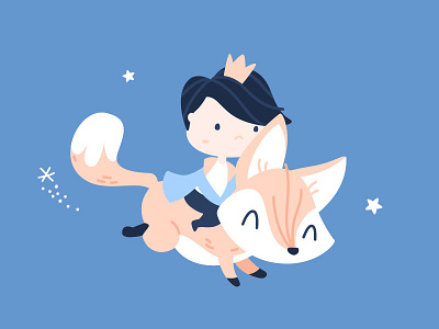 The Little Prince boy fox illustration little prince pattern pattern design petit prince textile textile design vector art