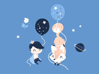 The Little Prince boy character children fox illustration little prince pattern pattern design petit prince space textile