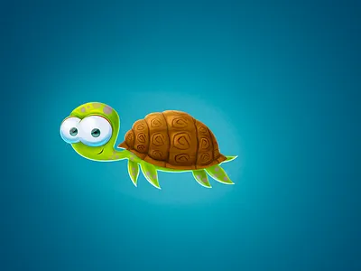 Turtle big eyes brown design green illustration purple smile turtle