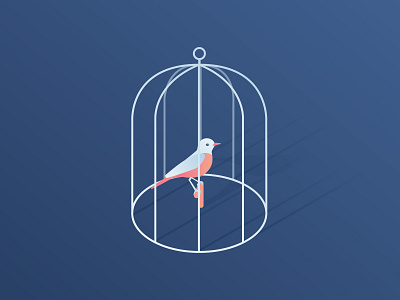 Bird 2d bird bird house cage gradient isometric pet robin vector