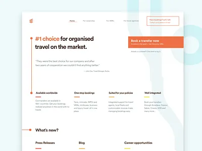 Landing page b2b business design landing page marketing transport travel typography ui ux web design website