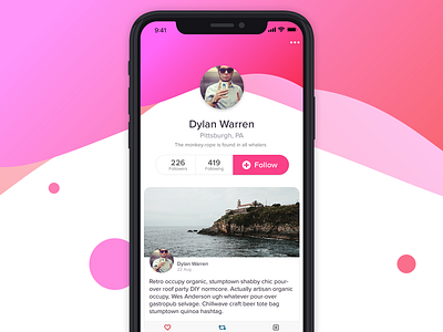 Daily UI 006: Profile 006 blob daily ui daily ui 006 follow iphone x profile social media user profile