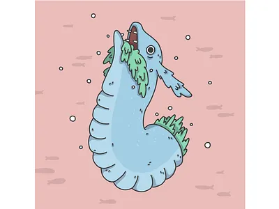 Grass 2d character cute illustration illustration design krita latifundija pink sea shrimp simple water