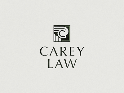 Carey Law Logo attorney brand branding design engraved firm identity law legal logo logomark monogram optima stone type