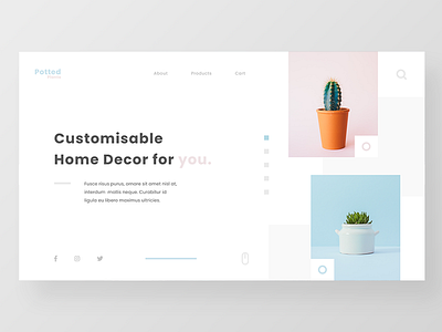 Potted Plants landing page landing screen minimal photography plants ui unsplash ux webdesign website