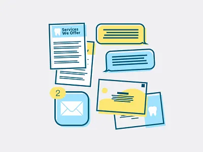 Communication Styles for Dentists dental dentech design ebook email emails illos illustration line logo minimal simple text tooth