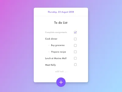Simple To Do List App UI Concent app sketch to do list ui ux web design