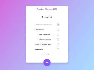 Simple To Do List App UI Concent app sketch to do list ui ux web design