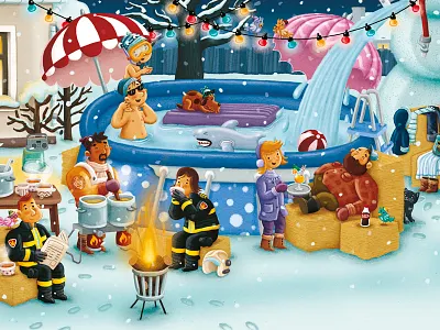 De grootste sneeuwman van de wereld dad digitalillustration illustration snow snowman winter