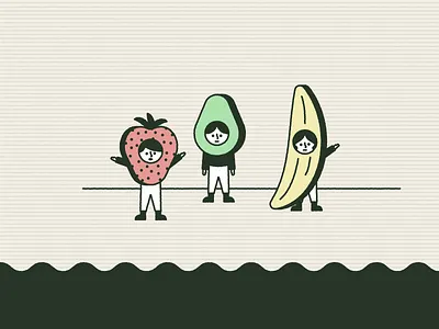 Stage Fright avocado banana flat fruit illustration illustrator kids stage strawberry vector