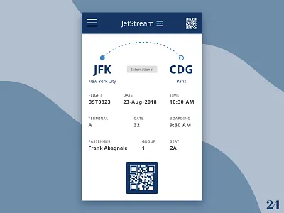 Day 24 - Boarding Pass boardingpass cdg concept daily ui dailyui day24 design france illustration jfk newyork nyc paris plane qrcode sketch sketchapp ui uidesign vector
