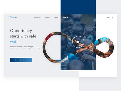 Water.org website redesign blue charity clean design donate help landing page simple ui water web website