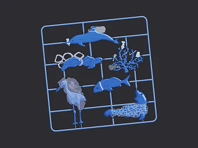 Plastic Animals in Plastic coral dolphin fish ocean life plastic animals plastic figures plastic ocean seal turtle