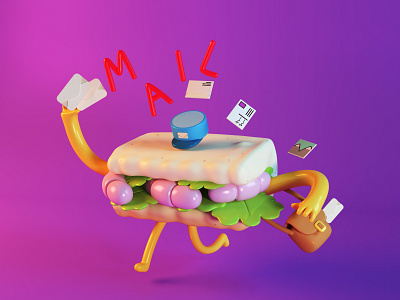 To Brosmind, Sandwich 3d cinema4d illustration mail sandwich toy