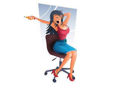 Yawning young girl with big tits :) business woman cartoon cartoon character cartoon design character design digital digitalpainting drawing graphic design illustration illustration design woman