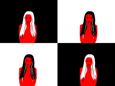 Black, White and Red abstract illustration sketch vector