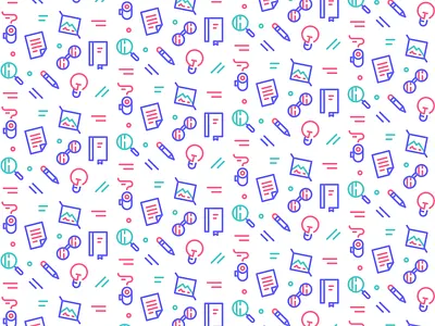 Science Pattern book bulb coffee design glasses icon illustration invite invites light path pattern productivity stroke