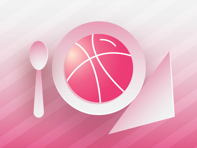 Dribbble Invite design dish dribbble food illustration invitation invite one spoon table