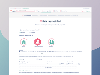 Subir Propiedad desktop flat form real estate ui design ux web