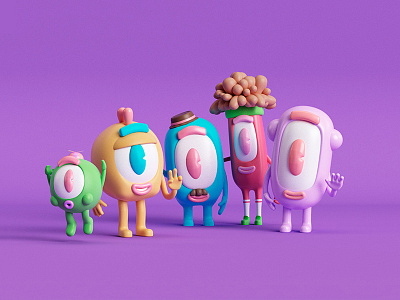 Eyes Buddies. 3d c4d character design cinema4d illustration modeling