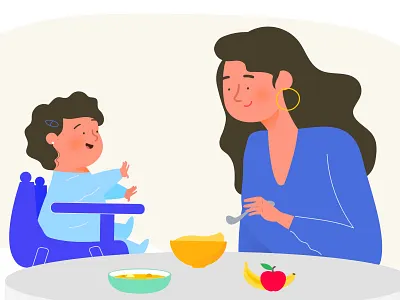 Lunch Time! baby character design agency digital illustration lunch meal mexico mom vector