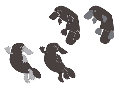 Unused Platypuses black and white branding design design process identity illustration logo design monochrome platypus process unused whimsical whimsy