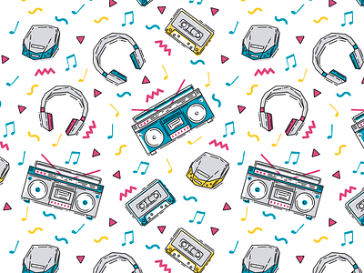 90´s pattern 90s illustration music pattern retro