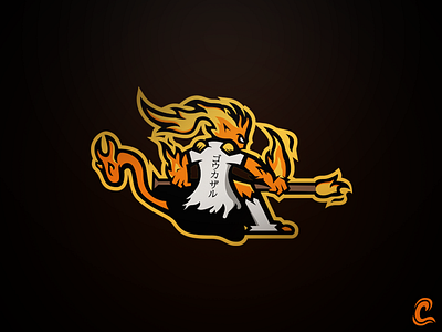 Hokage Infernape art branding clamarmic clean design esports hokage icon identity illustration illustrations infernape letter logo logo mascot simplistic logo streamer vector visual identity