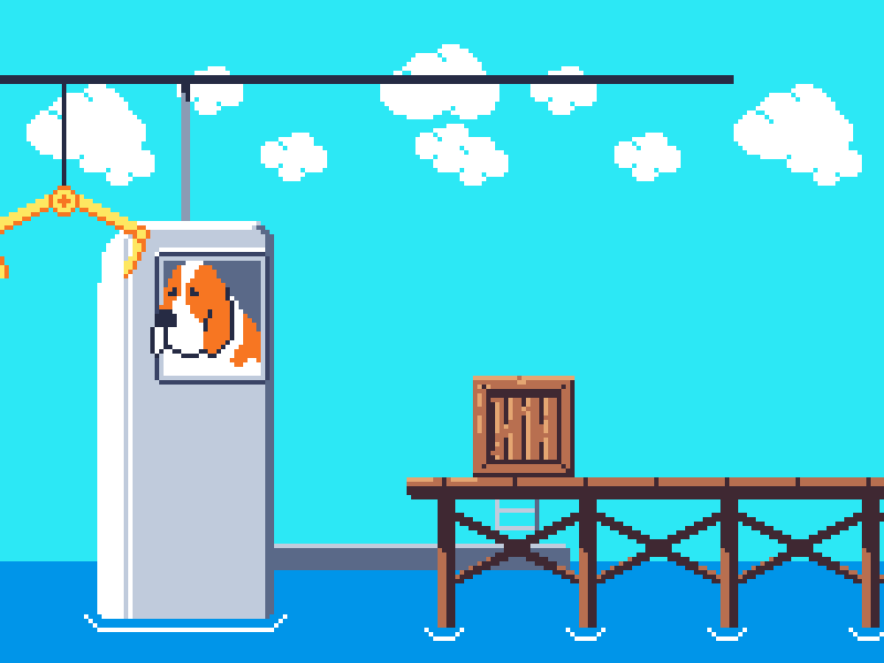 46 Spy and Claw Machine 8bit animation corgi dog pixel dailies pixelanimation pixelart retro spy ドット絵