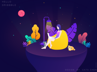 Hi Dribbble design illustration