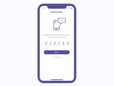 Confirmation Screen - App UI confirm confirmation confirmed login mobile resend code sign in sri lanka ui user login ux