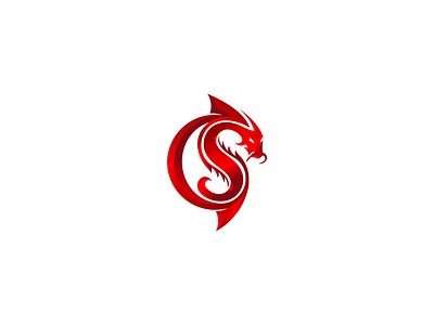 CS dragon fire logo abstract animation circle dragon fire fitness illustration initial logo masculin modern red sport typography vector