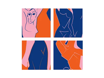 The Young Ladies of Avignon art blue body body art cubisam design flat girls icon illustration illustrator ladies minimal pablo picasso simple ui vector