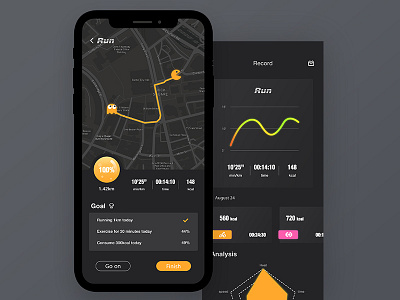 (3/30)Day's UI design training - Exercise app black design ui